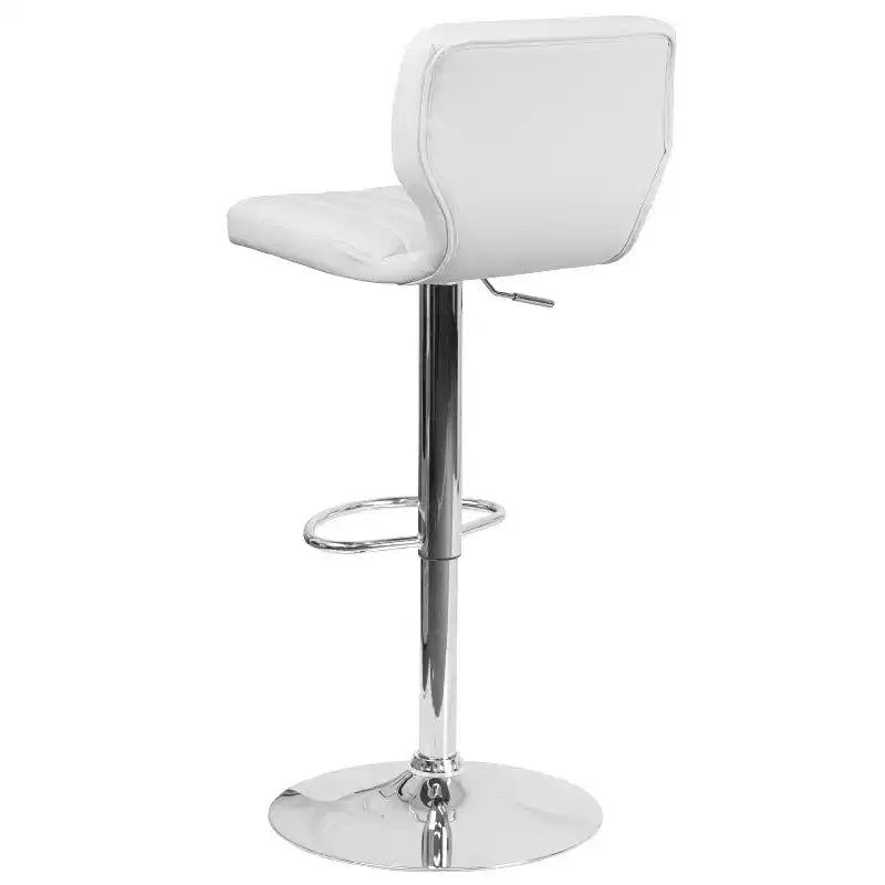 Merrick Lane Lot de deux tabourets de bar pivotants avec dossier à surpiqûres verticales et base chromée réglable avec repose-pieds