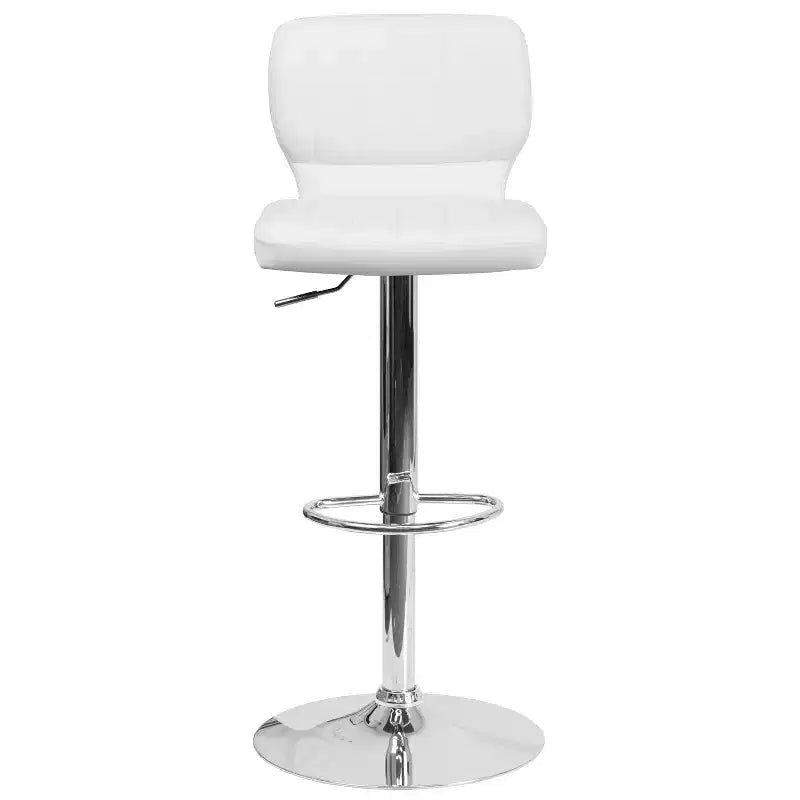 Merrick Lane Lot de deux tabourets de bar pivotants avec dossier à surpiqûres verticales et base chromée réglable avec repose-pieds