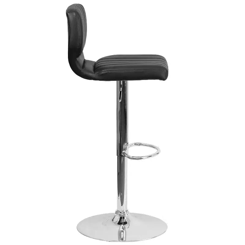 Merrick Lane Lot de deux tabourets de bar pivotants avec dossier à surpiqûres verticales et base chromée réglable avec repose-pieds
