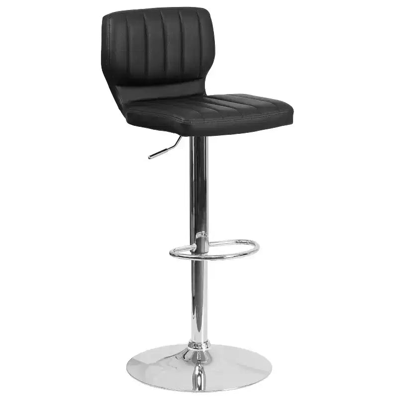 Merrick Lane Lot de deux tabourets de bar pivotants avec dossier à surpiqûres verticales et base chromée réglable avec repose-pieds
