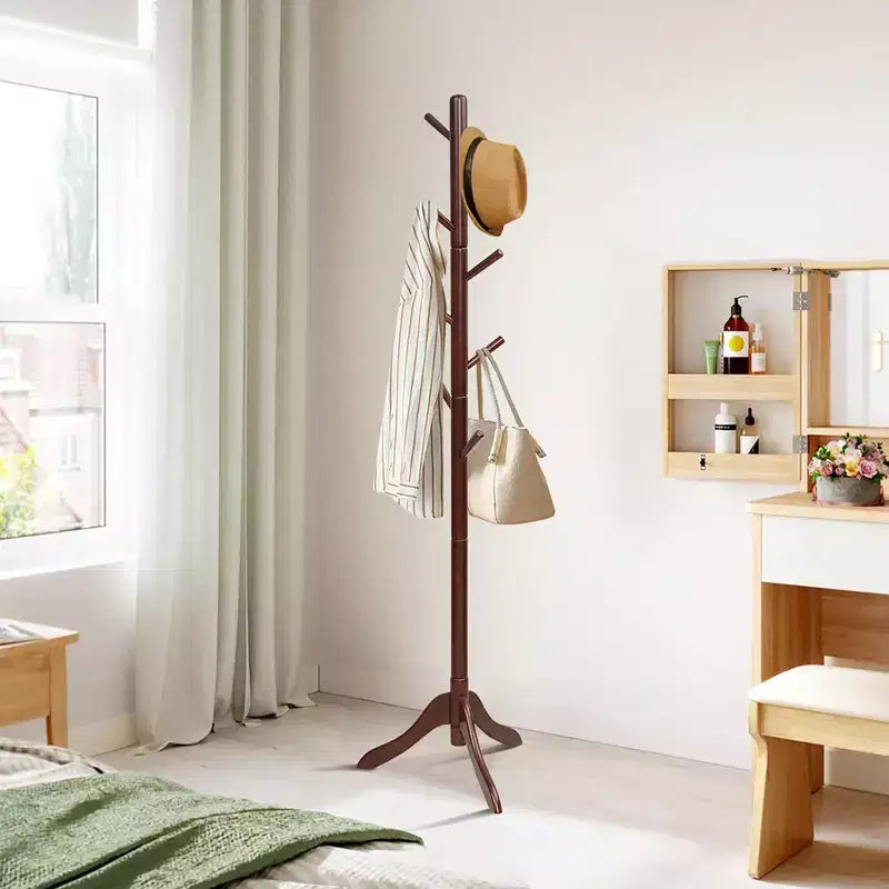 Porte-manteau en bois Costway, arbre d'entrée avec 8 crochets et 2 hauteurs réglables, gris/marron