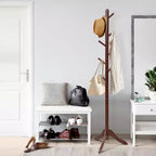 Porte-manteau en bois Costway, arbre d'entrée avec 8 crochets et 2 hauteurs réglables, gris/marron