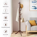 Porte-manteau en bois Costway, arbre d'entrée avec 8 crochets et 2 hauteurs réglables, gris/marron