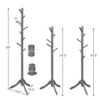 Porte-manteau en bois Costway, arbre d'entrée avec 8 crochets et 2 hauteurs réglables, gris/marron