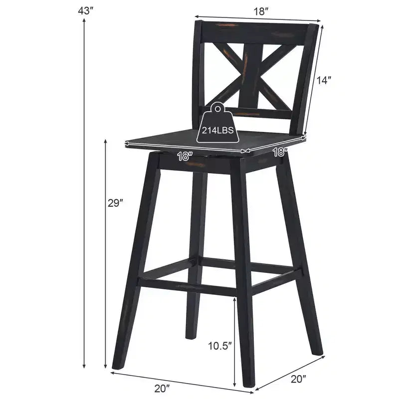 Costway Lot de 4 tabourets de bar pivotants de 73,5 cm de hauteur de comptoir avec repose-pieds