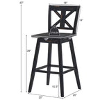 Costway Lot de 4 tabourets de bar pivotants de 73,5 cm de hauteur de comptoir avec repose-pieds