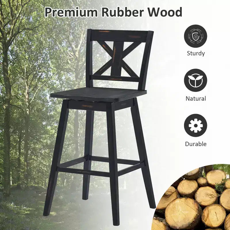 Costway Lot de 4 tabourets de bar pivotants de 73,5 cm de hauteur de comptoir avec repose-pieds