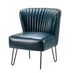 Eustacio Comtemperary Tufted back Vegan Leather Accent Side Chair with metal legs | Karat Home