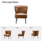 Eustacio Comtemporain Fauteuil d'appoint en similicuir capitonné avec pieds en métal | Karat Home