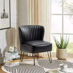 Eustacio Comtemporain Fauteuil d'appoint en similicuir capitonné avec pieds en métal | Karat Home