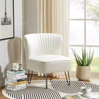 Eustacio Comtemporain Fauteuil d'appoint en similicuir capitonné avec pieds en métal | Karat Home