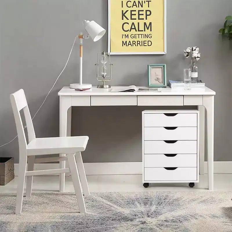 Commode de rangement à 5 tiroirs Costway avec roulettes, meuble d'appoint blanc