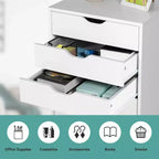Commode de rangement à 5 tiroirs Costway avec roulettes, meuble d'appoint blanc