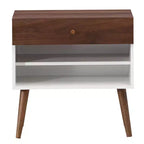 Costway Lot de 2 tables de chevet avec tiroir de rangement et pieds en bois d'hévéa, style scandinave