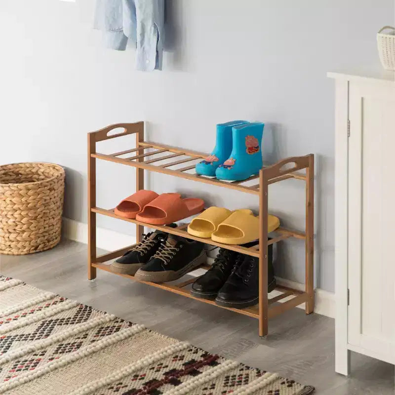 Range-chaussures de rangement en bambou Basicwise, étagère de rangement pour chaussures autoportante