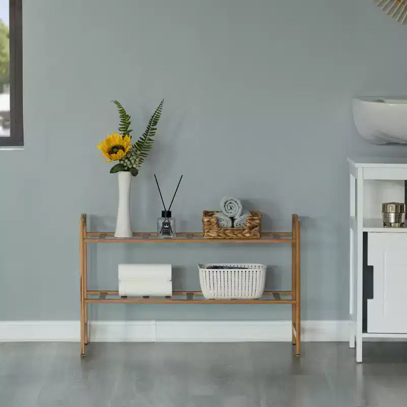Range-chaussures de rangement en bambou Basicwise, étagère de rangement pour chaussures autoportante