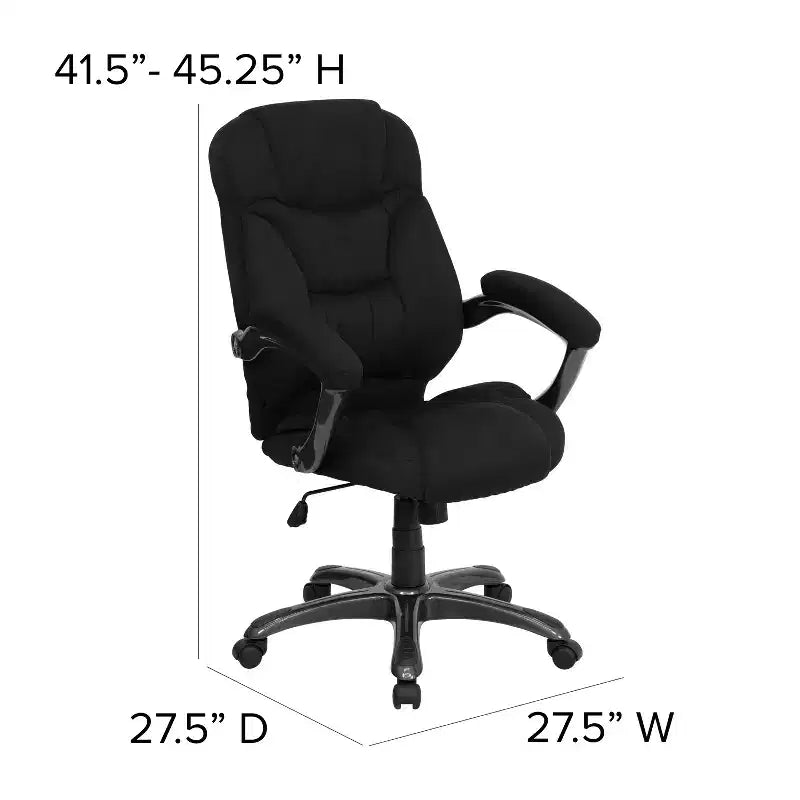 Chaise de bureau ergonomique exécutive Emma et Oliver à dossier haut avec base et accoudoirs en nylon argenté