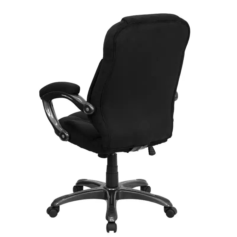 Chaise de bureau ergonomique exécutive Emma et Oliver à dossier haut avec base et accoudoirs en nylon argenté