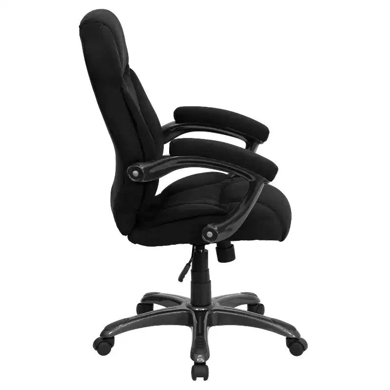 Chaise de bureau ergonomique exécutive Emma et Oliver à dossier haut avec base et accoudoirs en nylon argenté