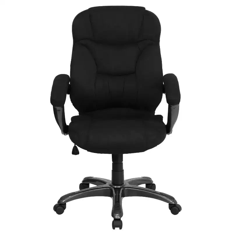 Chaise de bureau ergonomique exécutive Emma et Oliver à dossier haut avec base et accoudoirs en nylon argenté