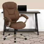 Chaise de bureau ergonomique exécutive Emma et Oliver à dossier haut avec base et accoudoirs en nylon argenté
