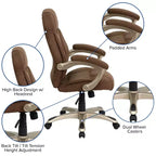 Chaise de bureau ergonomique exécutive Emma et Oliver à dossier haut avec base et accoudoirs en nylon argenté