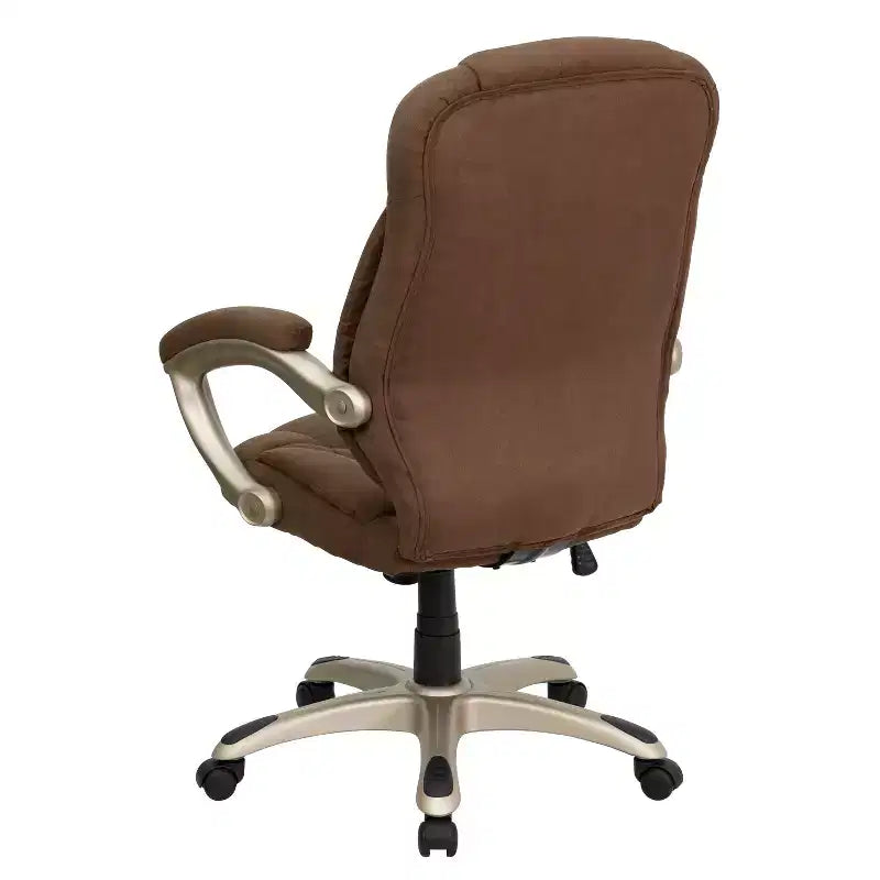 Chaise de bureau ergonomique exécutive Emma et Oliver à dossier haut avec base et accoudoirs en nylon argenté