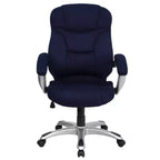 Chaise de bureau ergonomique exécutive Emma et Oliver à dossier haut avec base et accoudoirs en nylon argenté