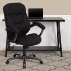 Chaise de bureau ergonomique exécutive Emma et Oliver à dossier haut avec base et accoudoirs en nylon argenté
