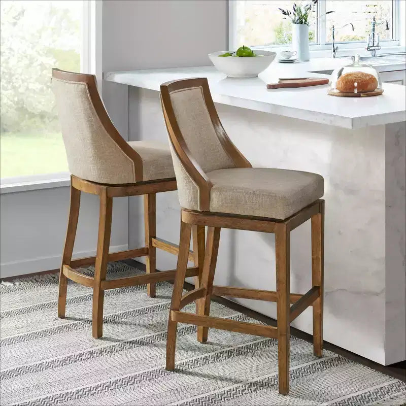 Lot de 2 tabourets de bar hauts Ellie avec dossier - Alaterre Furniture