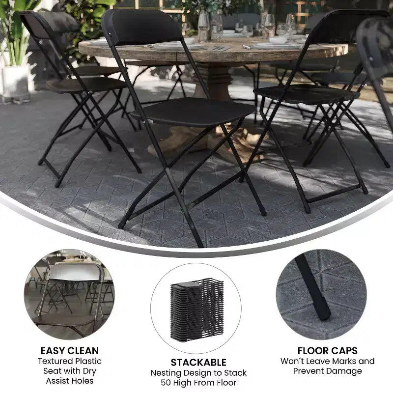 Chaise pliante en plastique Emma et Oliver de 295 kg, qualité supérieure, pour maison et événements (lot de 4)