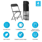 Chaise pliante en plastique Emma et Oliver de 295 kg, qualité supérieure, pour maison et événements (lot de 4)