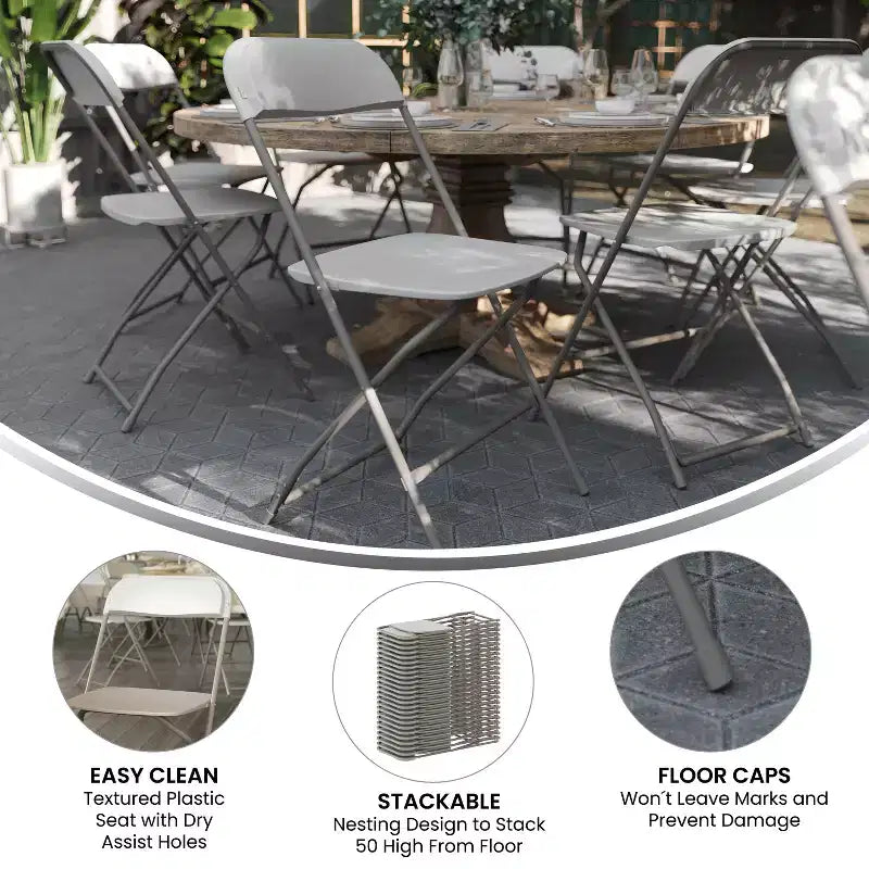 Chaise pliante en plastique Emma et Oliver de 295 kg, qualité supérieure, pour maison et événements (lot de 4)