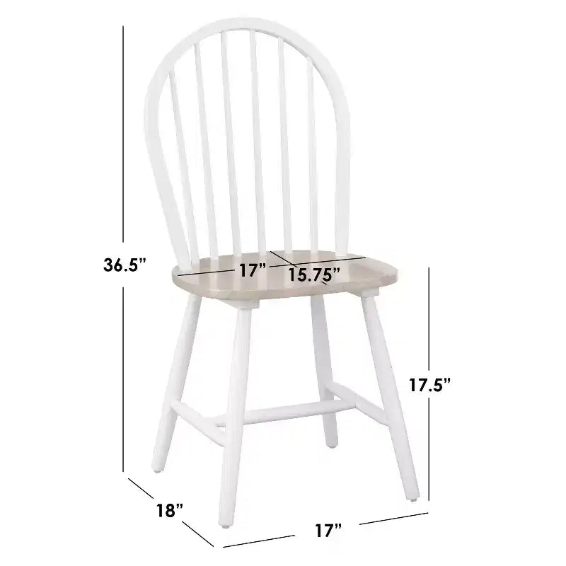 Lot de 2 chaises de salle à manger Windsor Buylateral en bois massif de style ferme à barreaux