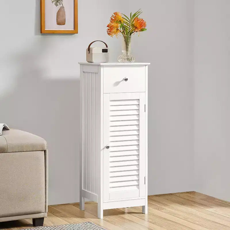 Meuble bas de salle de bain Yaheetech avec tiroir et porte à persienne unique