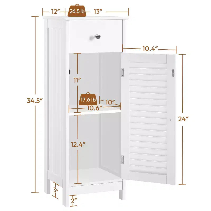 Meuble bas de salle de bain Yaheetech avec tiroir et porte à persienne unique