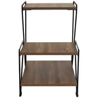 Table d'appoint d'intérieur à 3 niveaux en fil d'acier Sunnydaze avec plateaux imitation bois – 53 cm H – Marron