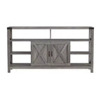 Meuble console média Emma et Oliver de style rustique moderne avec un grand espace de rangement ouvert et fermé