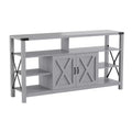 Meuble console média Emma et Oliver de style rustique moderne avec un grand espace de rangement ouvert et fermé