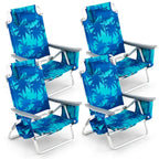 Lot de 4 chaises de plage pliantes de randonnée Costway, 5 positions d'extérieur - Voir détails