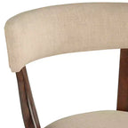 Tabouret de bar 55 Downing Street en noyer, brun, 61 cm de haut, style ferme rustique, coussin en lin beige avec dossier et repose-pieds pour comptoir de cuisine, îlot de cuisine, maison.