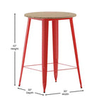Table de bar Emma et Oliver, 30" ronde, plateau en polyrésine tout temps avec base en acier, utilisation intérieure/extérieure