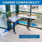 Mount-It! Bureau électrique réglable en hauteur pour les coins, bureau assis-debout automatique avec réglage ergonomique en douceur de la hauteur de 72 à 120 cm