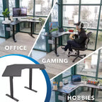 Mount-It! Bureau électrique réglable en hauteur pour les coins, bureau assis-debout automatique avec réglage ergonomique en douceur de la hauteur de 72 à 120 cm