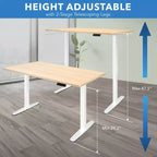 Mount-It! Bureau électrique assis-debout avec plateau - Blanc / Érable