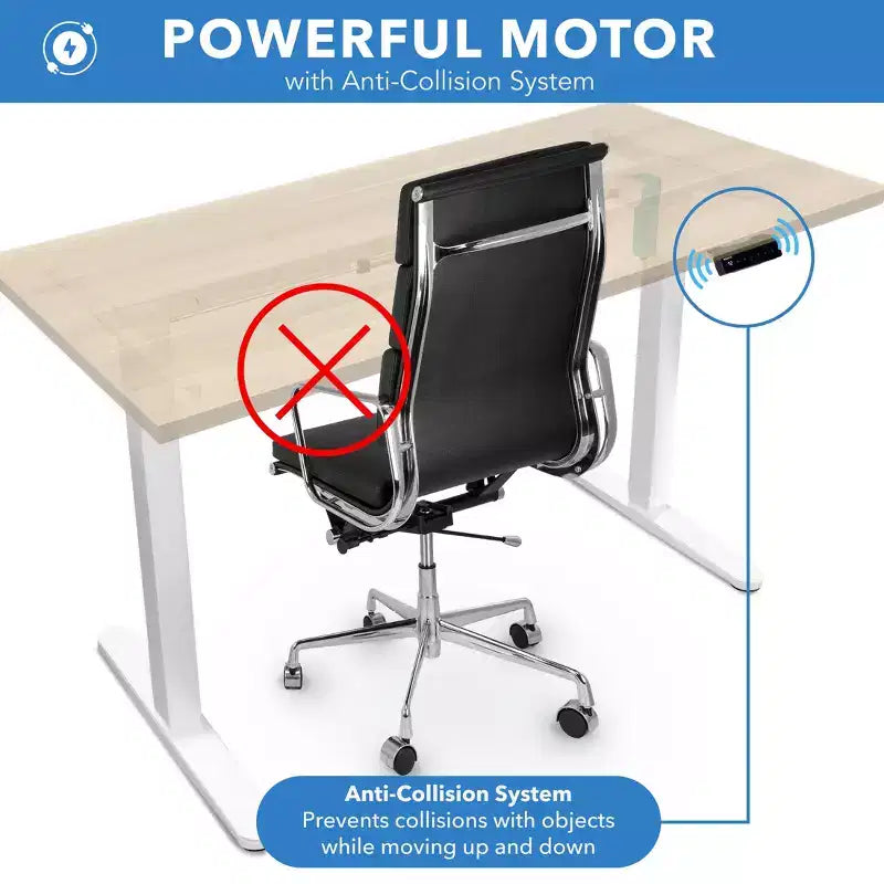 Mount-It! Bureau électrique assis-debout avec plateau - Blanc / Érable