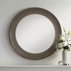 Miroir mural rond Uttermost Empire, finition argent mat métallisé, 34 po
