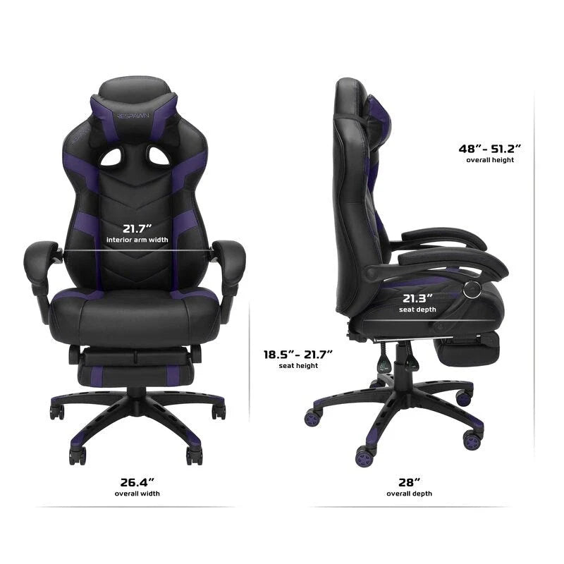 Chaise de jeu RESPAWN 110 Pro - Chaise de jeu avec repose-pieds, chaise de bureau ergonomique