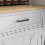HOMCOM Îlot de cuisine roulant avec bar à déjeuner en bois à abattant, chariot de cuisine de style ferme avec 2 tiroirs, étagères réglables pour salle à manger