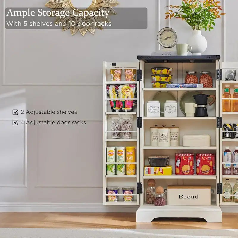 47 armoire de cuisine de ferme, buffet de rangement avec portes de grange - N/A
